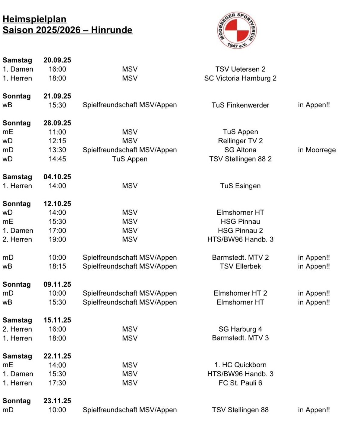 Hinrundenspielplan 2025 1